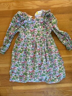 Mini boden - Pink Floral Ruffle Neck Long Sleeve Dress